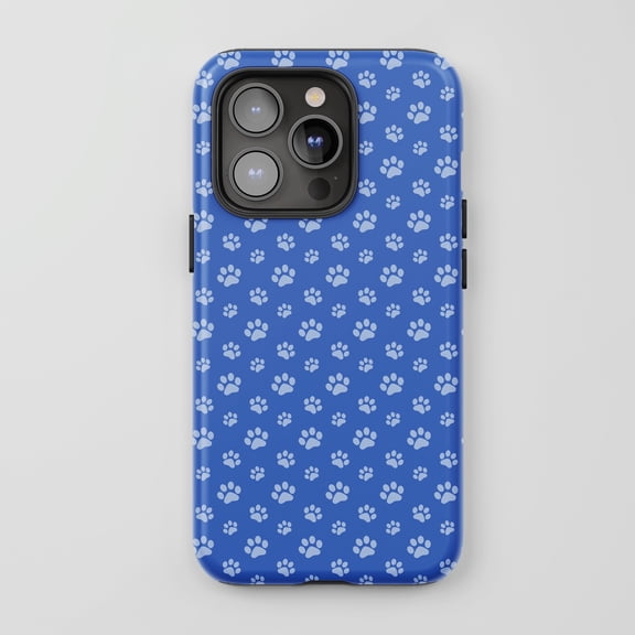 Paw Print For All iPhone Series Tough Phone Case Cute Pattern Blue