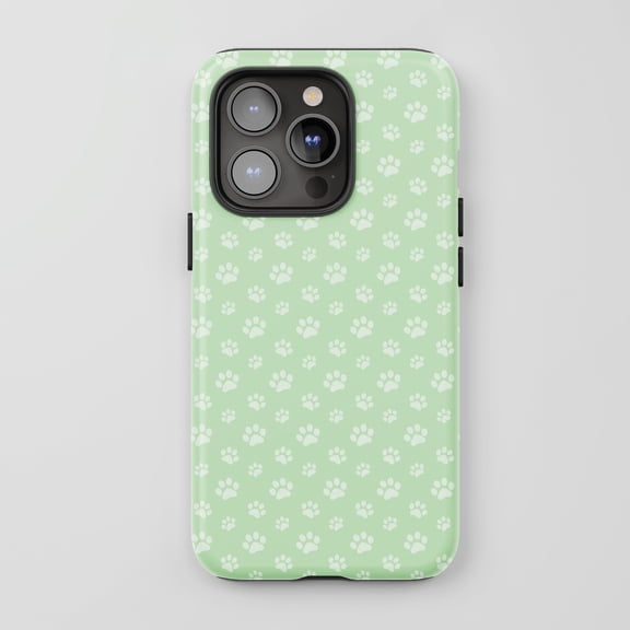 Paw Print For All iPhone Series Tough Phone Case Cute Pattern Green