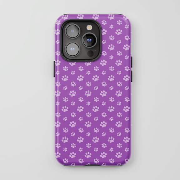 Paw Print For All iPhone Series Tough Phone Case Cute Pattern Purple