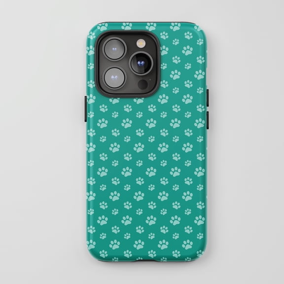 Paw Print For All iPhone Series Tough Phone Case Cute Pattern Teal