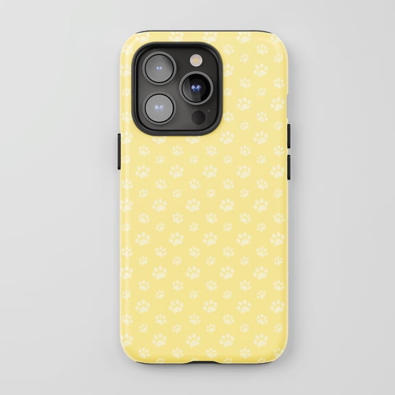 Paw Print For All iPhone Series Tough Phone Case Cute Pattern Yellow