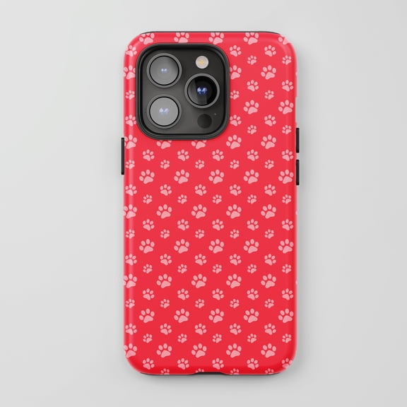 Paw Print For All iPhone Series Tough Phone Case Cute Red White