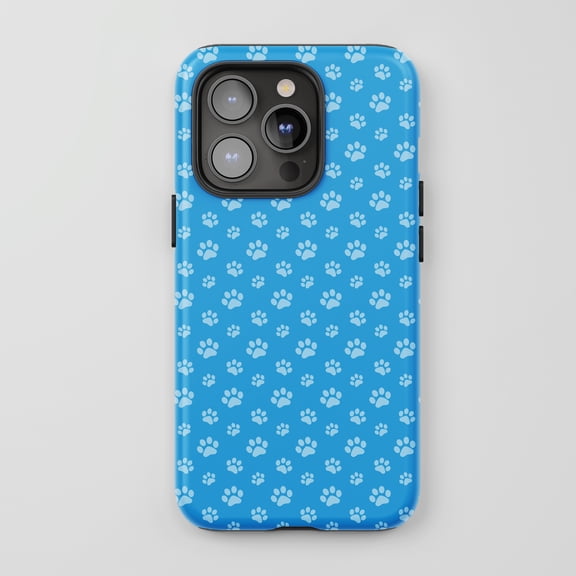 Paw Print For All iPhone Series Tough Phone Case Pattern Blue