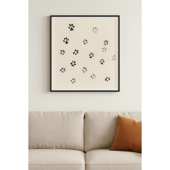 Paw Print Framed Canvas Art: Modern Dog Decor for Animal Lovers 8x12 UNFRAMED