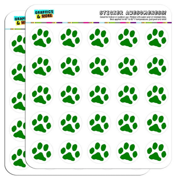 Paw Print Green 1" Scrapbooking Crafting Stickers