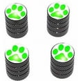 thumbnail image 1 of Paw Print Green Tire Rim Wheel Aluminum Valve Stem Caps, Multiple Colors, 1 of 1