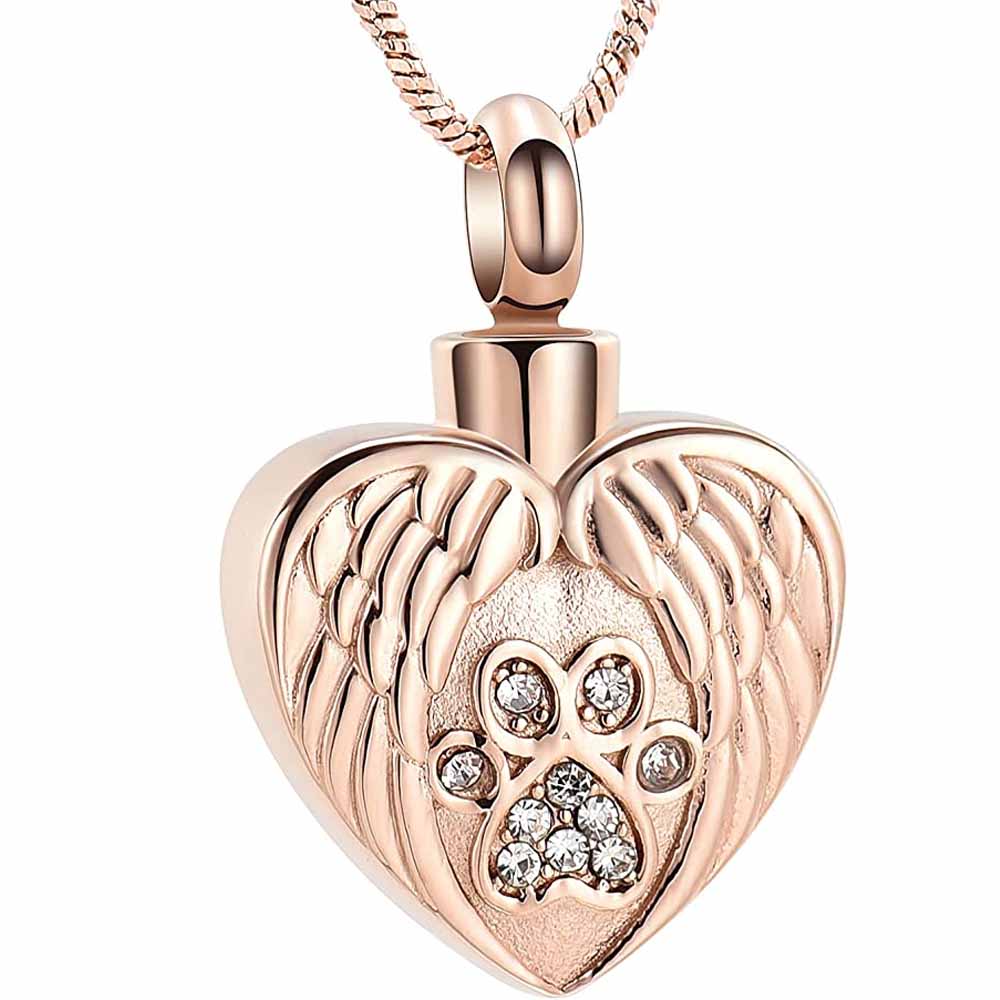 Paw Print Heart Cremation Jewelry Urn Necklace for Ashes for Pet ...