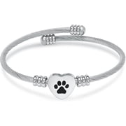 Paw Print Heart Cremation Urn Bracelet for Ashes Adjustable Keepsake Bangle Jewelry for Dog / Cat Keepsakes Memorial Ashes Bracelet