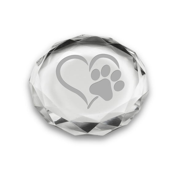 Paw Print Heart Deep Etched Paperweight