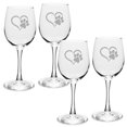 thumbnail image 1 of Paw Print Heart Deep Etched White Wine Glass Set of 4, 1 of 1