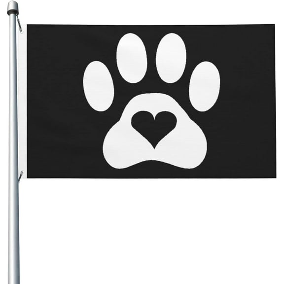 Paw Print Heart Dog Cat Flag 3x5 Ft Outdoor Decoration Banner Yard Flag With Grommets