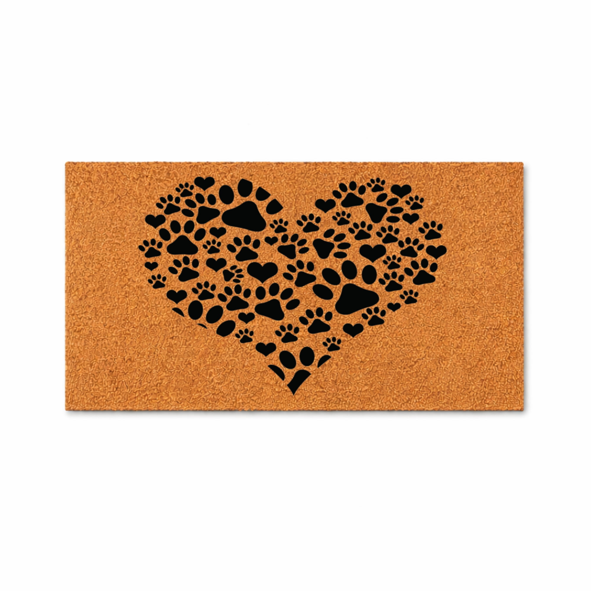 Paw Print Heart Doormat, Pet Lover Entryway Door Mat, Indoor Outdoor Welcome Mat (18x30 inches) WoodByStu 7663