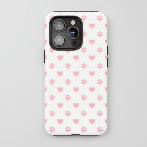 Paw Print Heart For All iPhone Series Tough Phone Case Cute Pink