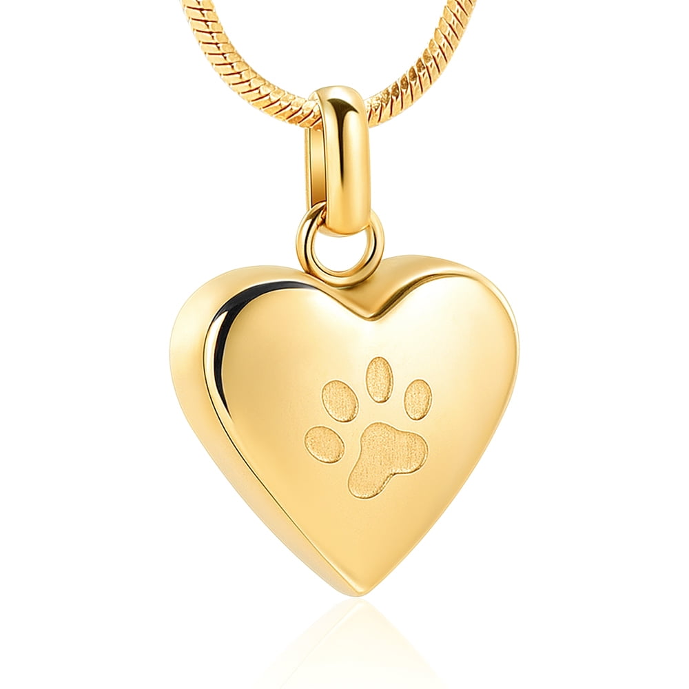 Paw Print Heart Nacklace Cremation Jewelry for Ashes Urn Necklace for
