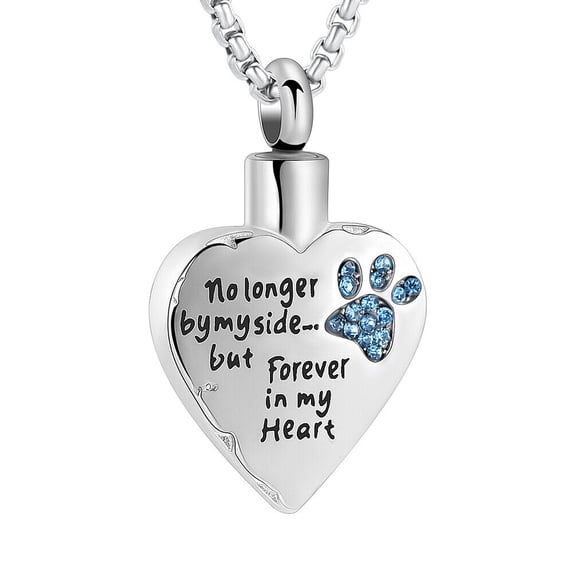 Paw Print Heart Necklace Urns for Cremation Ashes Holder Necklace for Ashes of Loved One Cat Urn Dog Urn Pendant