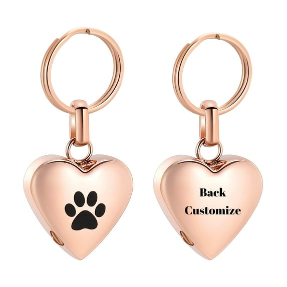 Paw Print Heart Pendant Pet Keepsake Cremation Jewelry for Dog Ashes Urn Necklace Lockets Keyring for Human Ashes Pet Ashes Cat Memorial Keychain