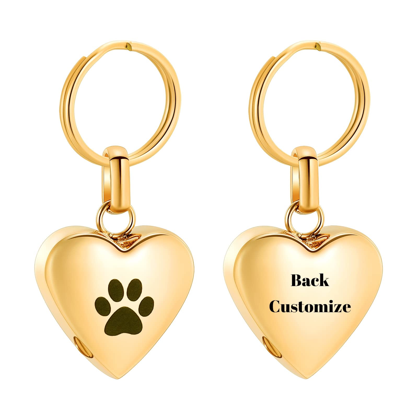Paw Print Heart Pendant Pet Keepsake Cremation Jewelry for Dog Ashes