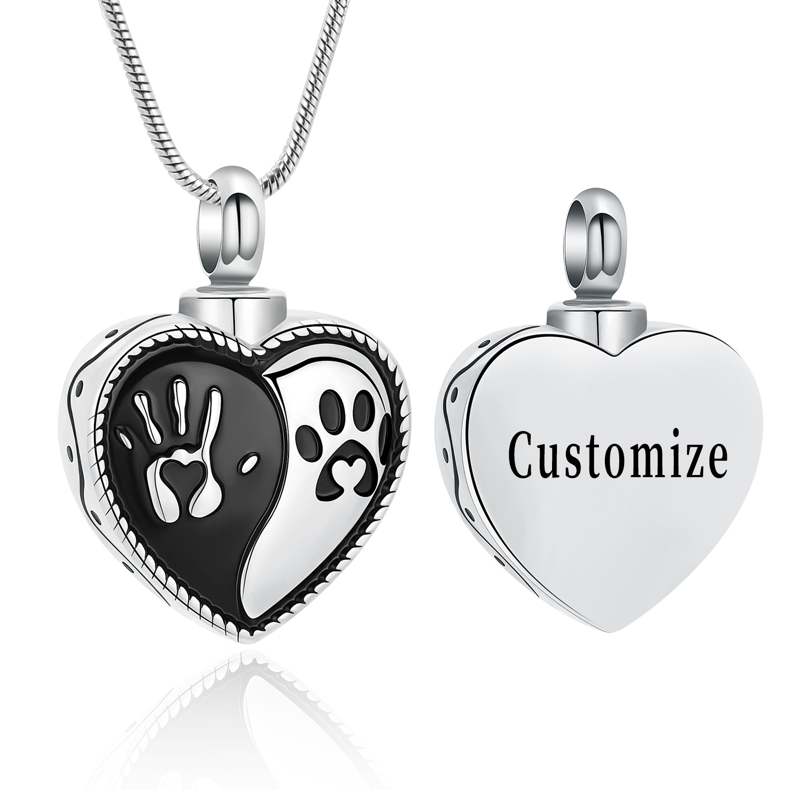 Paw Print Heart Urn Necklace for Ashes Pet Keepsake Memorial Ashes Pet ...