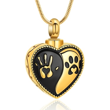 Pet Cremation Jewelry for Ashes Urn Necklace Paw Print Pet Keepsake ...