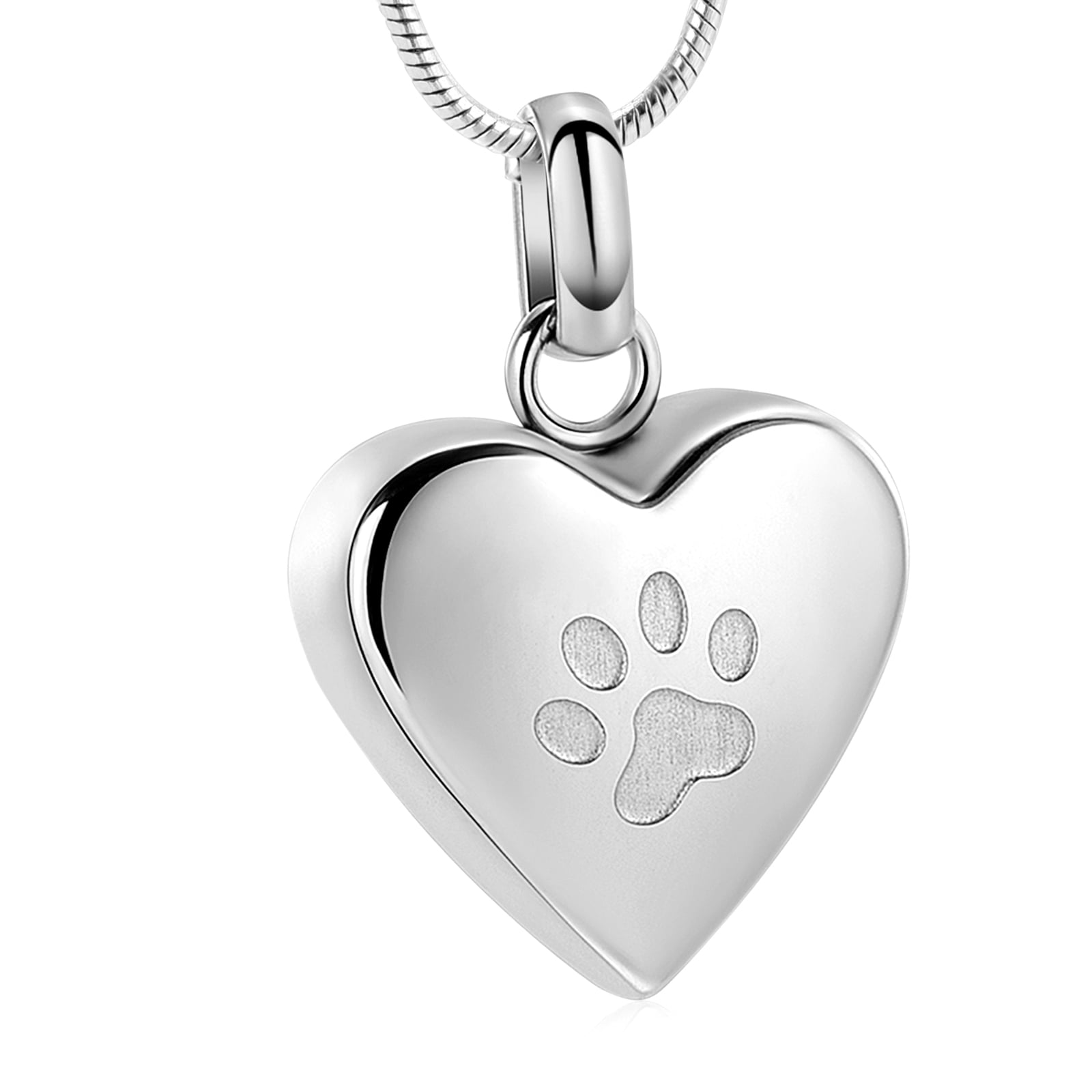 Paw Print Heart Urn Pendant Pet Cremation Jewelry for Ashes Holder Dog ...