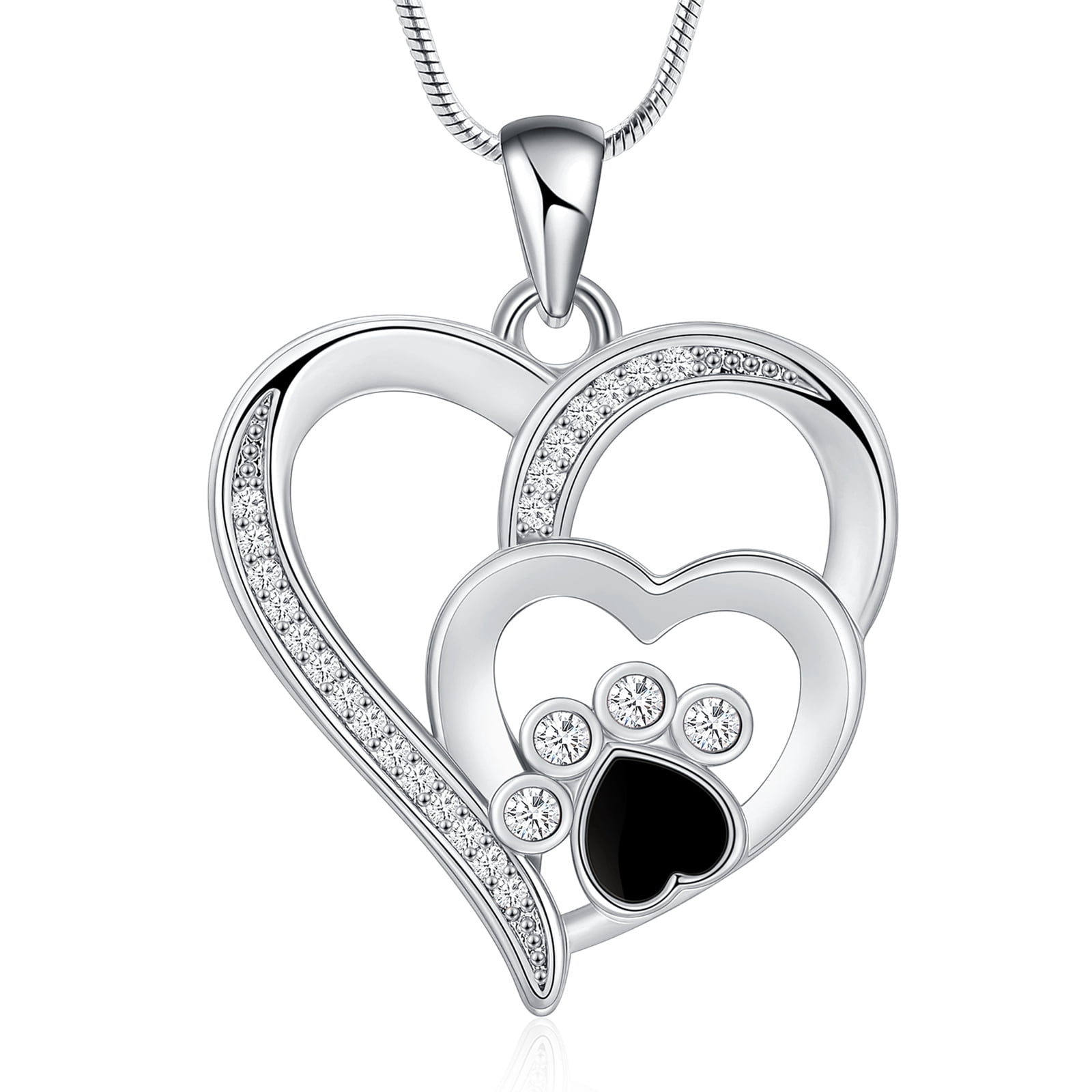 Paw Print Heart Urn Pendant Pet Memory Necklace for Cremation Ashes ...