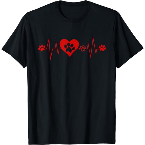Paw Print Heartbeat Veterinarian Vet Tech Funny Pulse Gift T-Shirt