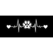 Paw Print Heartbeat Vinyl Car Decal, Heartbeat Pulse Sticker for Pet Lover, Dog on board, Paws on Board for Window, Bumper, Side, Trunk White