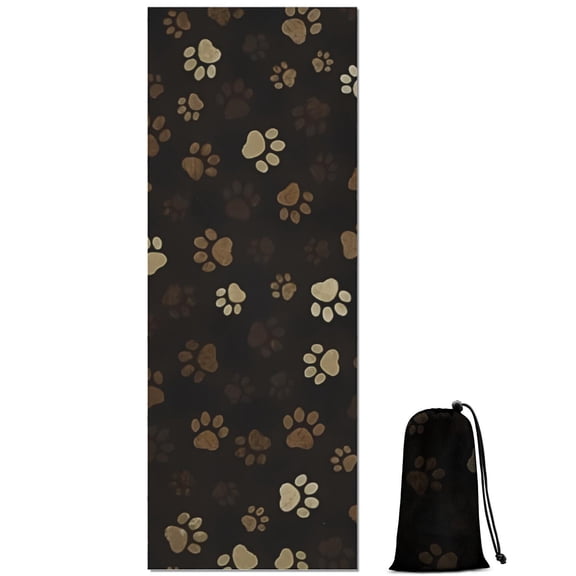 Paw Print Hot Yoga Mat Towel Non Slip for Hot Yoga - Quick-Drying Yoga Mat Cover with 4 Corner Pockets with Travel Bag - Hot Yoga Towel Non Slip Grip Moisture Wicking Sweat 70"x26"