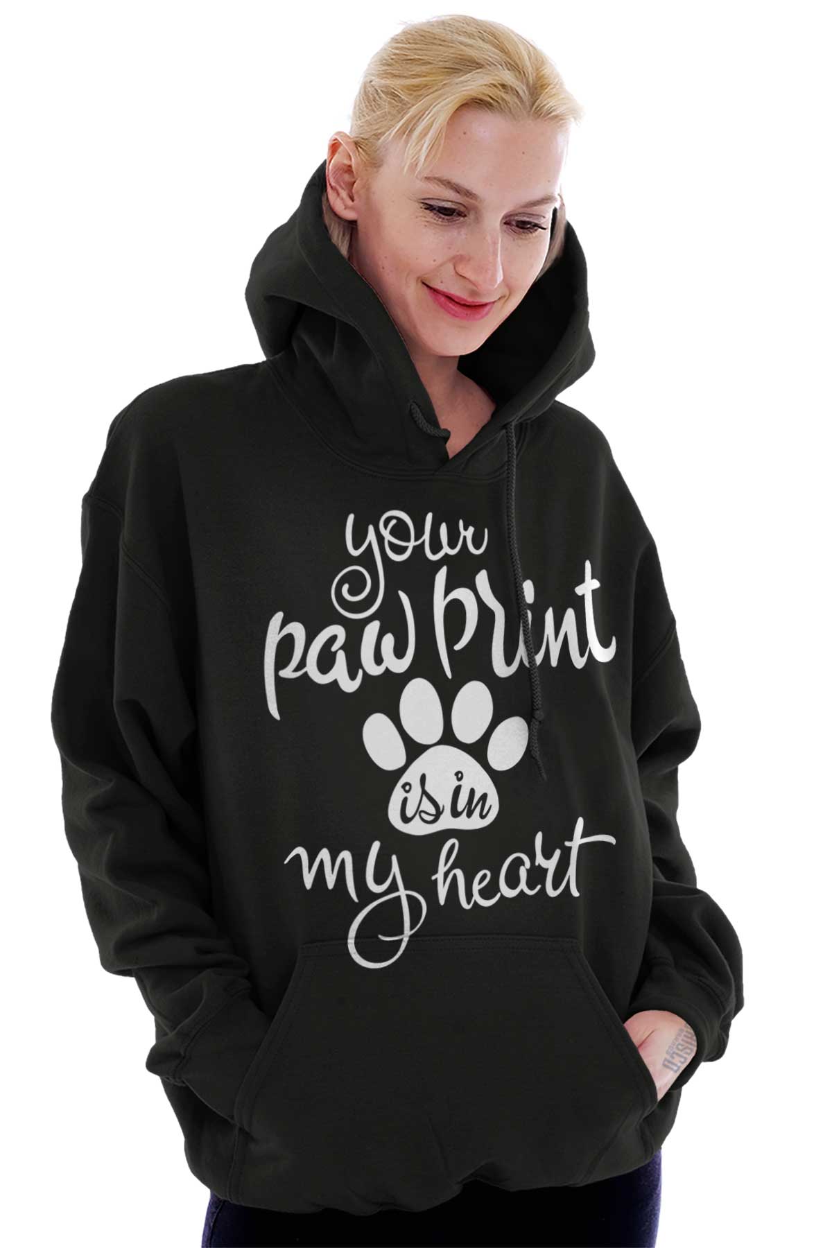 Boston Terrier Heart Paw Pattern Print Women Pullover Hoodie