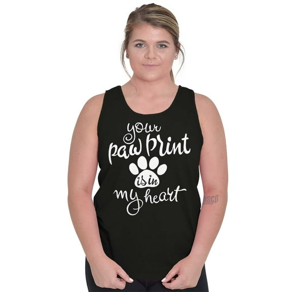 Paw Print In My Heart Cute Pet Owner Tank Top Tee Shirt Women Brisco Brands S