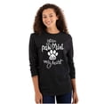 thumbnail image 1 of Paw Print In My Heart Cute Pet Owner Women's Long Sleeve T Shirt Brisco Brands S, 1 of 5