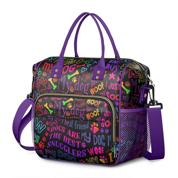 Paw Print Insulated Food Storage Bag - Leakproof & Waterproof Cooler Tote with Cute Pet Pattern, Stylish for Gym & Travel