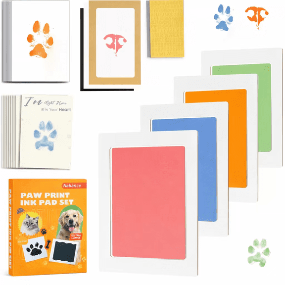 Paw Print Kit - Dog & Cat Paw & Nose Imprint Cards, Clean Touch Ink Pads for Keepsakes