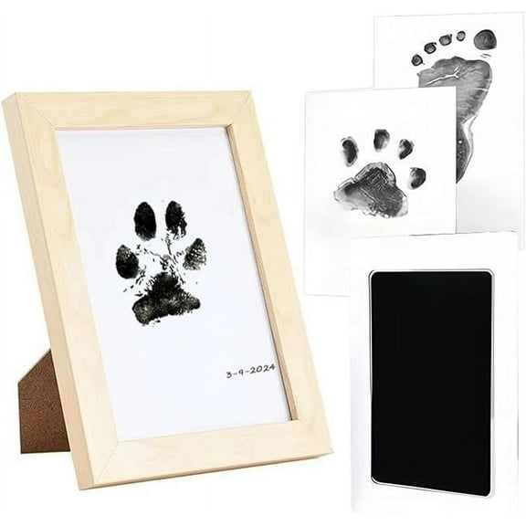 Paw Print Kit for Dogs，Baby Handprint and Footprint Postcard，Pet Baby Wash-Free Footprints Non-Toxic for Anniversary Clean Touch Picture No Mess Ink Pad for Pets Paw or Nose Print Picture（Red）