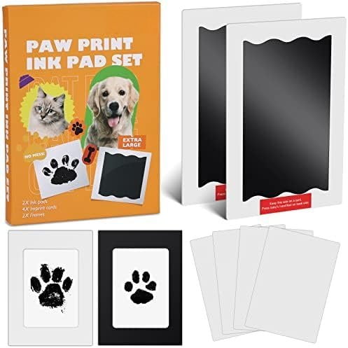 Paw Print Kit, Nose Print Kit, No Mess Paw Print Pad for Dogs & Cats, 8 count Pet Paw Print Impression Kit with Photo Frames, Clean Touch Ink Pads, Nose Print Pad for Dogs