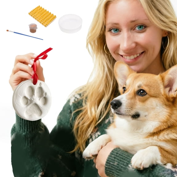 Paw Print Kit for Dogs/Cats Clay DIY Ornament with Letter Mold for Christmas/Pet Memorial Anniversary Gifts