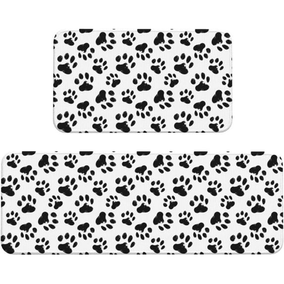 Paw Print Kitchen Mat 2PCS Kitchen Rugs, Cushioned Anti Fatigue Non Skid Waterproof Floor Mats for Home,Office,Sink,Laundry,Desk