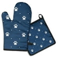 thumbnail image 1 of Paw Print Kitchen Oven Mitt and Pot Holder Sets 2 Pcs for Baking, Cooking and Grilling, Heat Resistant Up To 392 °F, 1 of 7