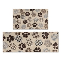 Paw Print Kitchen Rugs Sets Of 2,Anti Fatigue Kitchen Mat Rugs Non Slip Washable,Decorative Kitchen Floor Mats for Kitchen,Sink,Laundry,17"x30" 17"x47"