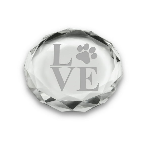 Paw Print LOVE Deep Etched Paperweight