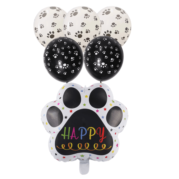 Paw Print Latex Balloon Set  White and Black Paw Party Balloons for Pet-Themed Celebrations