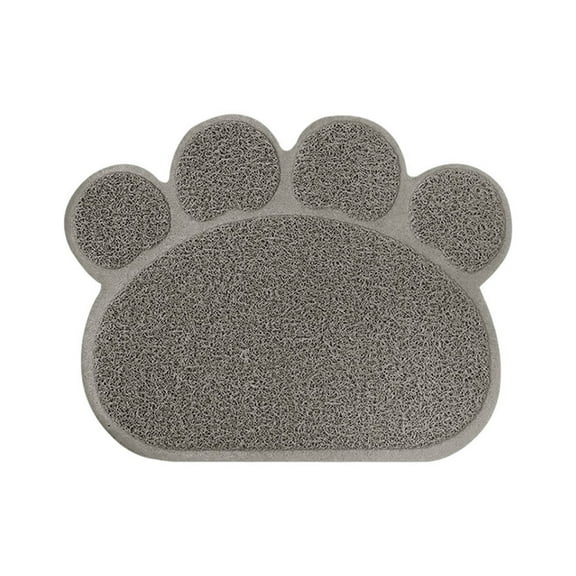 Paw Print Litter Trapper Mat - 15.7x11.8 Inch Waterproof Cat Litter Box Mat with Non- Base, Multi-Use as Pet Feeding Placemat for Food and Water Bowls, Floor Protection