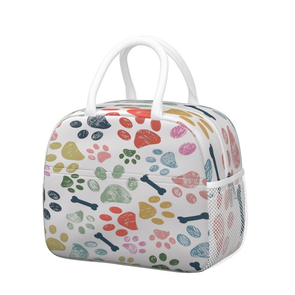 Paw Print Lunch Bag for Pet Lovers - Leakproof & Insulated with Whimsical Dog Art, Lightweight for Daily Commute