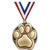 Paw Print Medals, 2" Gold Diecast Paw Print Medal Award 1 Pack