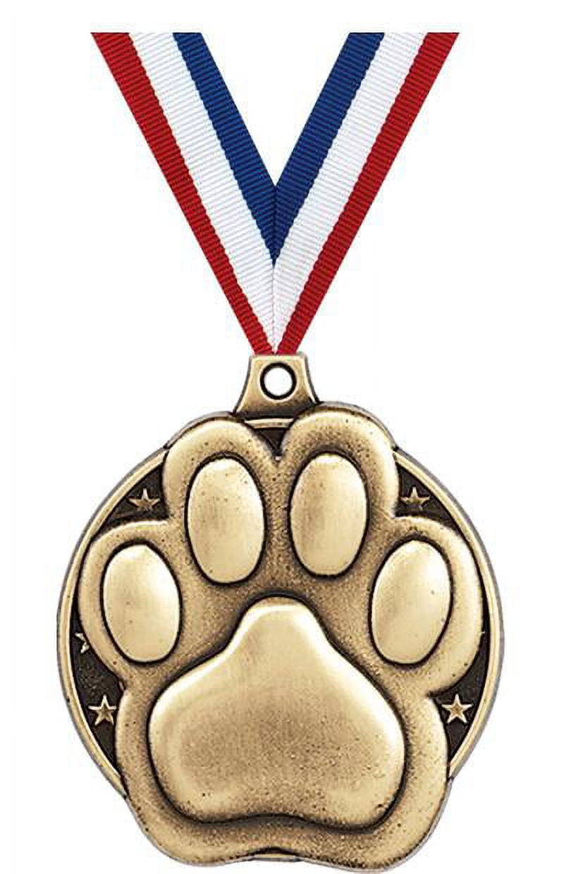 Paw Print Medals, 2" Gold Diecast Paw Print Medal Award 5 Pack