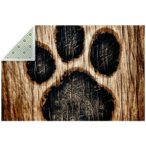 Paw Print Modern Polyester Area Rug - Soft and Durable Right-Angle Floor Mat for Living Room, Bedroom, Office, Easy to Clean - 5x7 Grey Rug