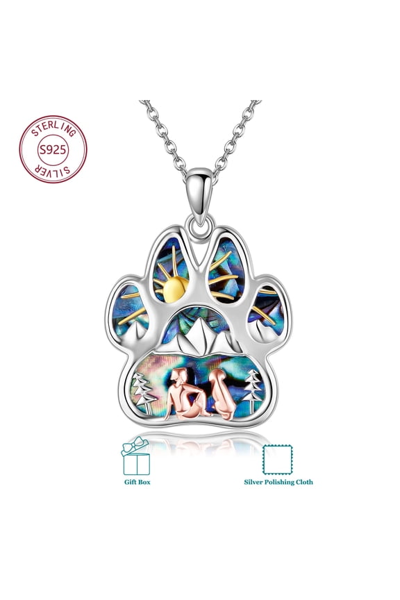 Paw Print Necklace 925 Sterling Silver Dog Necklace for Women Paw Print Jewelry for Women