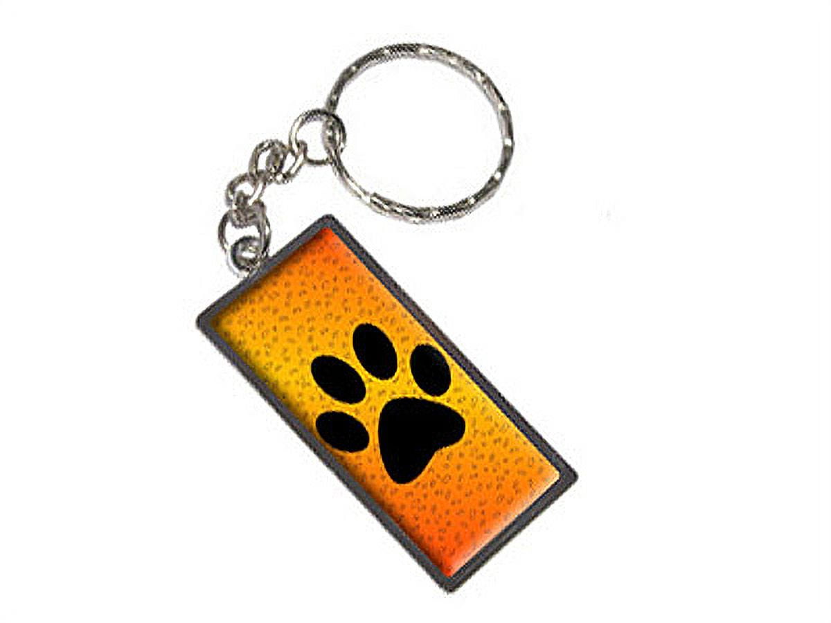 Paw Print Of Awesomeness Orange Metal Rectangle Keychain