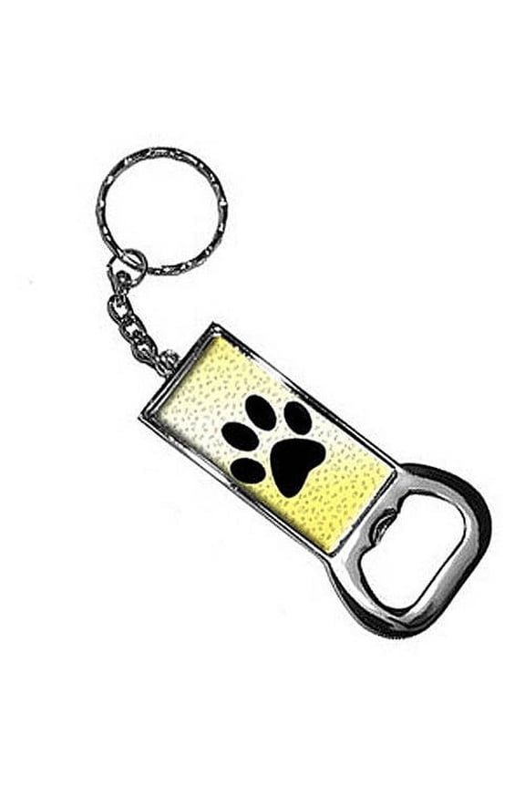 Paw Print Of Awesomeness Yellow Keychain Key Chain Ring Bottle Bottlecap Opener