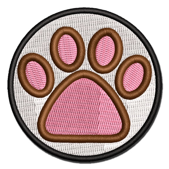 Paw Print Outline Dog Cat Applique Multi-Color Embroidered Iron-On Patch - 2.0 Inch Mini
